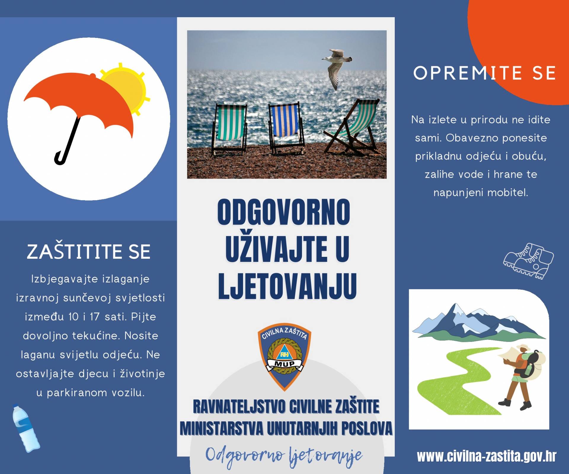 Preporuke Ravnateljstva civilne zaštite ministarstva unutarnjih poslova o odgovornom ponašanju te pravnim reakcijama u ljetnom razdoblju