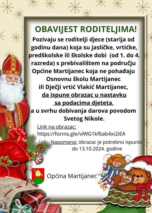 OBAVIJEST RODITELJIMA