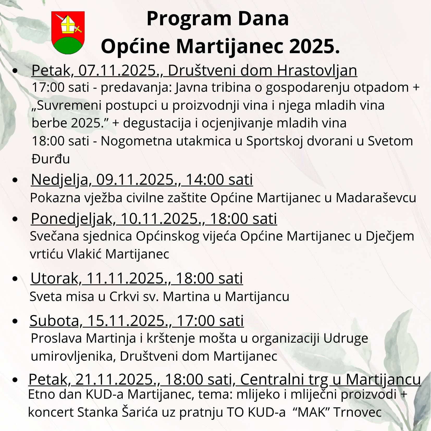 PROGRAM DANA OPĆINE MARTIJANEC