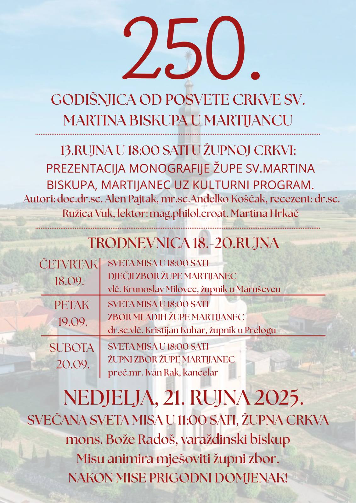 Obilježimo svi zajedno 250. godišnjicu od posvete Crkve Sv. Martina Biskupa u Martijancu