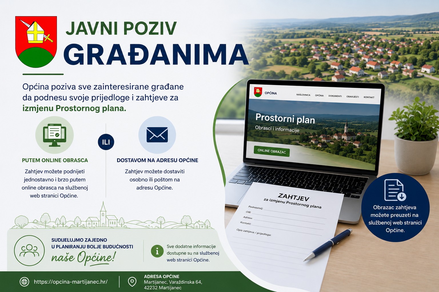 Općina Martijanec poziva građane na podnošenje zahtjeva za izmjene prostornog plana